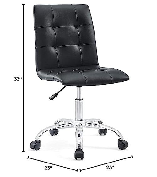 Modway Prim Ribbed Armless Mid Back Swivel Conference Office Chair In Black