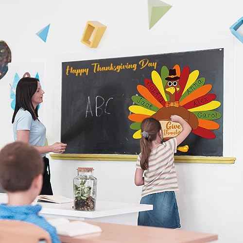 3 Feet Tall DIY Turkey Bulletin Board Set Thanksgiving Classroom Decor Turkey Craft Kit with Adhesive Dots for Kids DIY Craft Activities Autumn Fall Thanksgiving Party Harvest Home Decoration