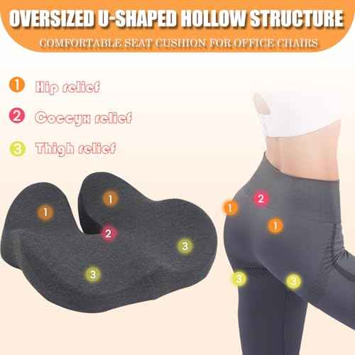 CXC Gel Seat Cushion for Office Chair: 4-Zone Pressure Relief Memory Foam Pad with Cooling Tech - Sciatica Pain Relief Pillow | Desk Chair, Wheelchair, Floor Sitting, Long Driving & Classroom Use