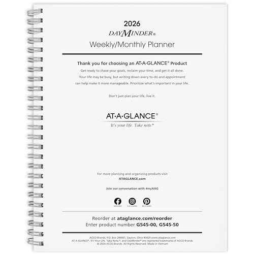AT-A-GLANCE 2026 Planner Refill, Weekly & Monthly, 7" x 8.75", Medium, Executive, DayMinder, Refill for G545 Line Planners (G5455026)