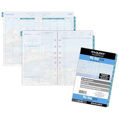 AT-A-GLANCE 2026 Planner, Daily & Monthly, 5.5" x 8.5", Desk Size 4, Two Page Per Day Refill, Loose-Leaf, Seascapes (381-225-26)