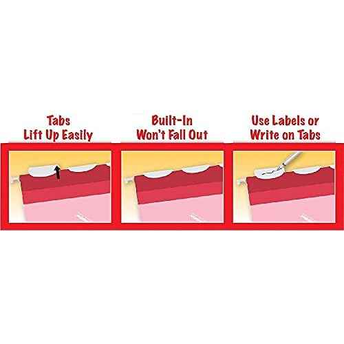 Pendaflex PFX42623 Ready-Tab Reinforced Hanging File Folders, Letter Size, Red, 5 Tab, 25/BX (42623)
