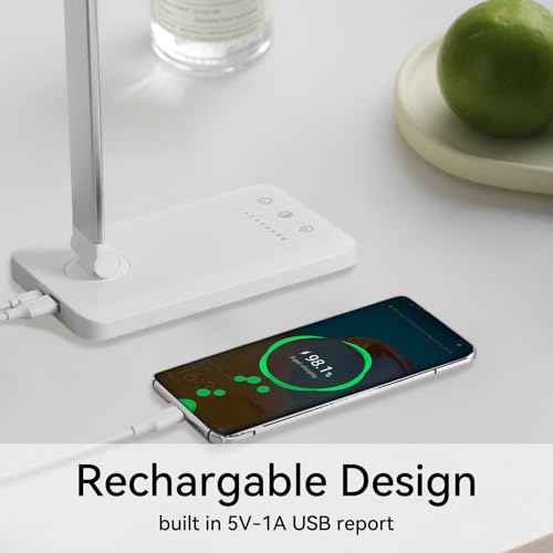 LED Desk Lamp with USB Charging Port, Dimmable Eye-Caring Reading Light for Home, Office, Study Room, Touch Control, Auto Timer, 5 Lighting Modes & 5 Brightness Levels Table Lamp