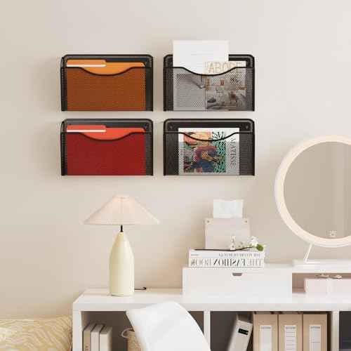 Wall File Organizer,Hanging Wall Mounted File Folder Binder Holder Mail Organizer for Office,Home and School Supplies