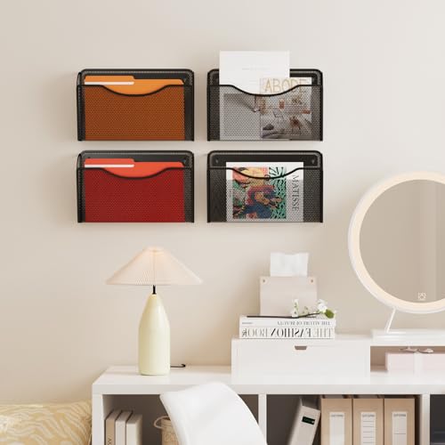 MINDEPOT Black Wall File Organizer 3 Pack - Hanging Office Document Holders