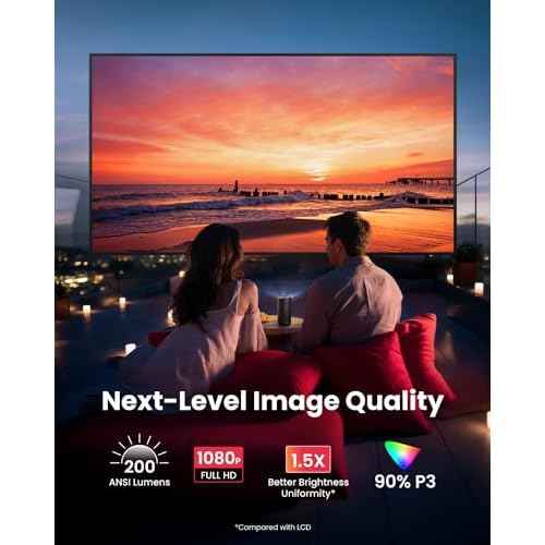 NEBULA Capsule 3 GTV Outdoor Projector, Netflix Officially Licensed, 1080P Smart Mini Projector with Wi-Fi, 2.5 hrs Battery, 120-Inch Display, Dolby Digital, Ultra Portable for Any Space