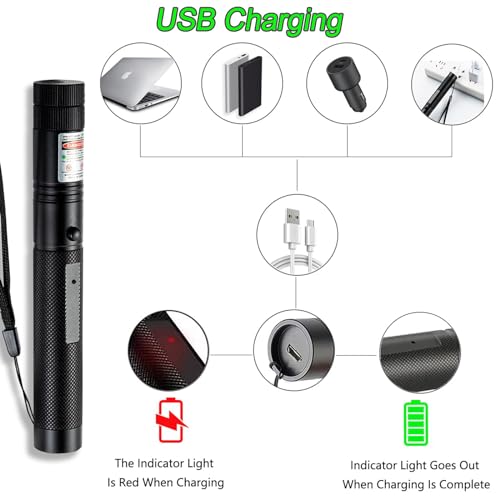 Rechargeable Green Laser Pointer for Presentations, Classroom & Office Use