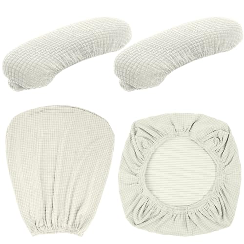 Tallew Cream Office Chair Cover Set - Universal Stretch Slipcovers with Armrest Pads