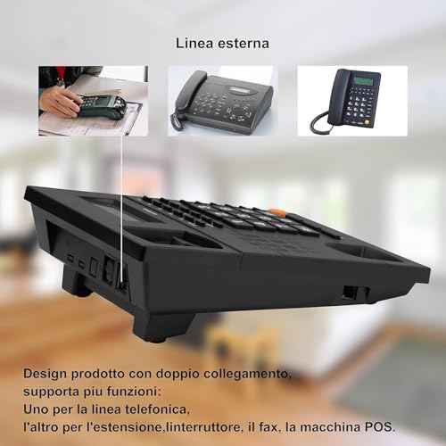 Corded Landline Phone with Dual Caller ID, Adjustable LCD Brightness, 16 Ringtones, Alarm and Anti-Theft Features, Ideal for Home/Office/Hotel