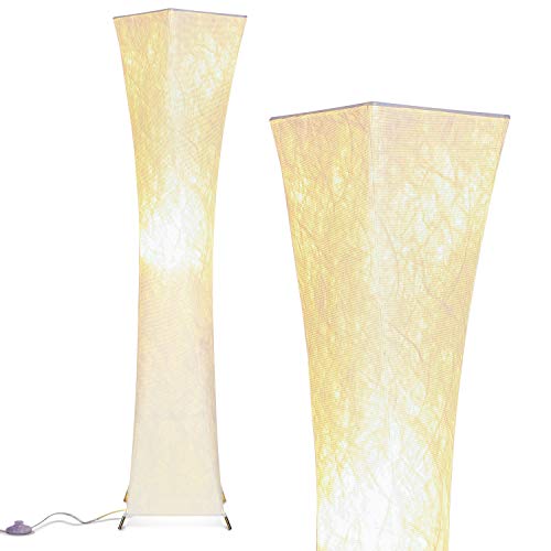 Brightech Harmony Contemporary Lamp for Boho Living Rooms & Offices, LED Floor Lamp for Bedrooms, Tall Lamp with Heavy Base, Mid-Century Modern Standing Lamp for Great Living Room D?cor ? White Shade