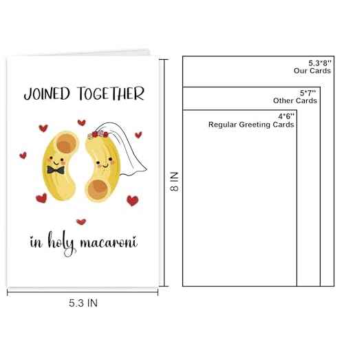 Cute Macaroni Pun Engagement Card for Couple Partner, Funny Wedding Card Marriage Gift for Bride Groom Newlyweds, Bridal Shower Gift for Him Her