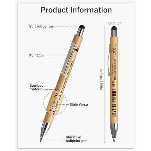 Christian Inspirational Pens With Bible Verse Stylus Ballpoint Pens Black Ink Bulk Motivational Christian Gifts for Women Men Bible Study Supplies for The Office Gifts 50 Count