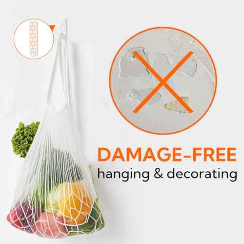 hookay Upgrade Large Refill Adhesive Strips for Indoor Wall Hooks, Damage-Free Hanging, No Tools Removable Adhesive Strips for Large Decor, Living Spaces & Bathroom, 20 White Strips