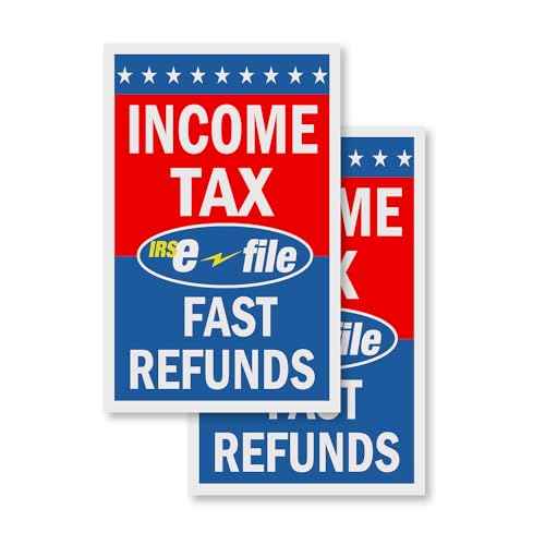 Income Tax E-File Fast Refunds (2-Pack) 24" x 36" Vinyl Decals | Sign Insert Peel & Stick Decals Stickers Window Signs