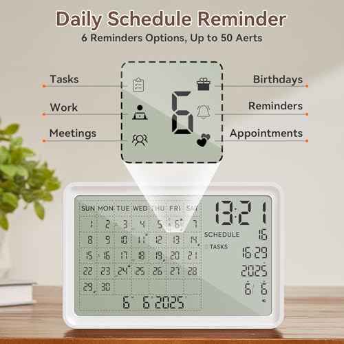 Digital Calendar, All-in-one Smart Calendar Wall & Desk Mountable, 90-Day Battery Life, Schedule Planner Desk Digital Organizer with Tasks & Reminders for Business Office Home School (White, 8)