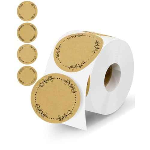 500pcs Canning Stickers Jam and Jelly Jar Labels, Gift Tags 4 Different Wreath Designs, All-Purpose Labels for Mason Jars/Bottle/Name Tags and More(2" Round)