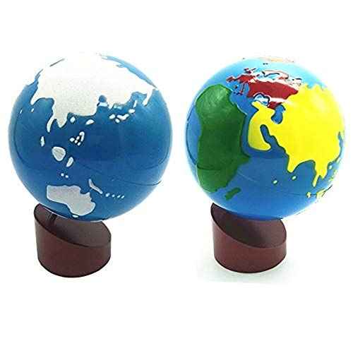 Baby Earth Globe Toys Montessori Earth Globe Plastic and Wood Material Learn To Know World Children Early Learning Teaching Aids (white)