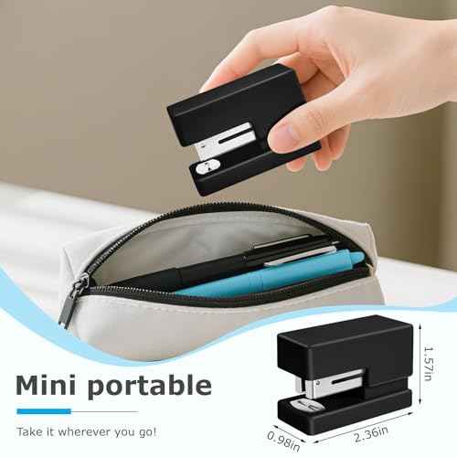 Mini Stapler - Small Cute Desk Staplers - 25 Sheet Capacity with 830 Staples and Staple Remover, Desktop Stapler for Office, School, Home, Black