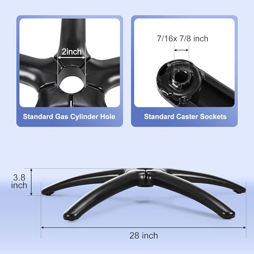 Frassie 28 Inch Heavy Duty Office Gaming Chair Metal Base Replacement Part, Wide Legs Computer Desk Chair Base