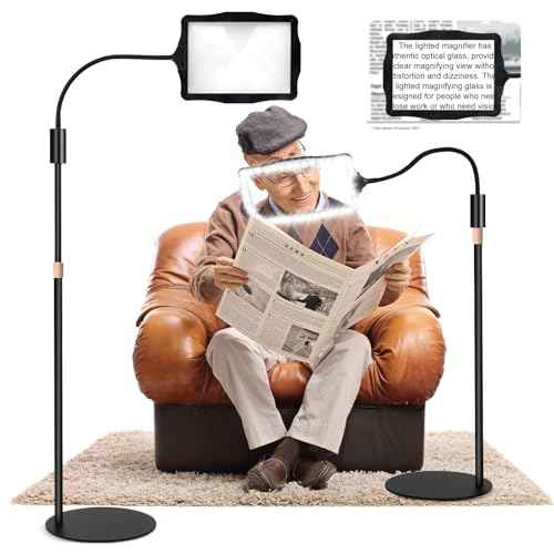 10X Magnifying Glass, with Light and Stand, 3 Light Modes Rechargeable Floor Magnifying,Suitable for Reading, Sewing, Crafts, DIY, Embroidery, Close Work. Magnifiers for Seniors