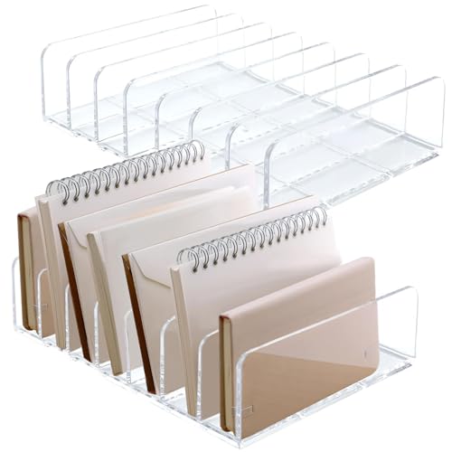 Transparent Acrylic Mail Organizer - 2 Pack with 7 Compartments for Letter, Card, and Cosmetic Storage