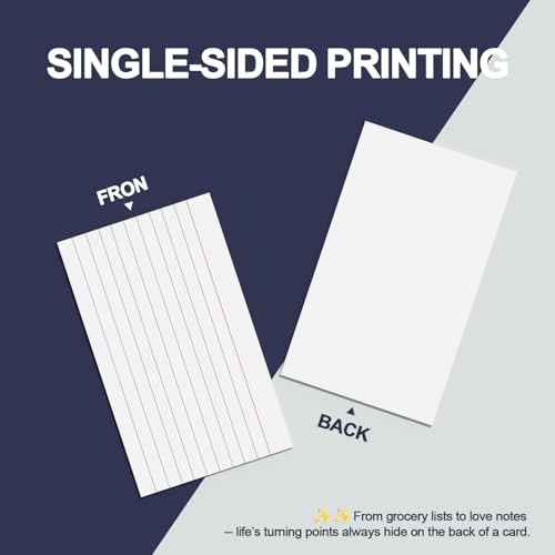 Index Cards 3x5 Inch - 300 Pack, Ruled Index Flash Cards for Studying, Lined Index Note Cards 3x5 Flashcards, Notecards 3 x 5 Lined Small Index Cards Ruled White 3x5 Cards for Office, School, Home