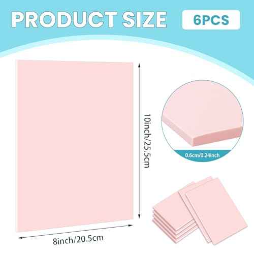 6 Pack 8''x10'' Pink Rubber Stamp Carving Blocks Soft Carving Blocks for DIY Stamp Making, Printmaking, Art Projects Craft Supplies for Beginners & Professionals