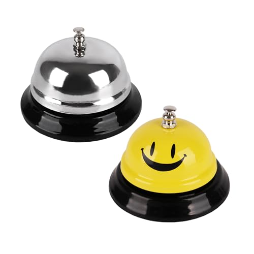 Call Bell Set - 2 Metal Service Bells for Hotels, Restaurants, Schools, and Pet Training, 3.35 Inch Diameter