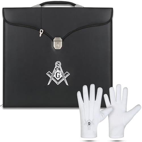 SialkotCrafts Masonic Embroidered Square And Compass Master Mason Apron Case - Blue Lodge MM/WM Provincial Size 16 Inches x 18 Inches With Free Embroidered Cotton Gloves(Premium Regalia)