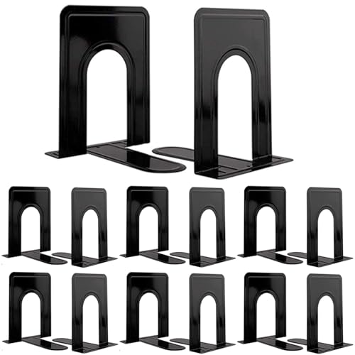 Heavy Duty Metal Bookends - Sturdy T-Shaped Book Holders for Shelves