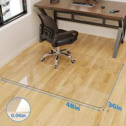 Placoot Crystal Clear Office Chair Mat for Hardwood Floors,48'' x 36'' - Upgraded PVC Transparent Desk Chair Mat Floor Mats Wood/Tile Protection Mat for Office Home