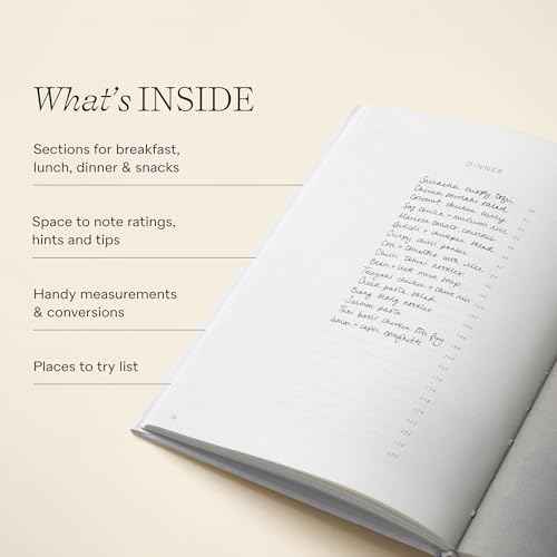 Papier Hardback Recipe Journal - Cream, 8.46" L x 6.02" W | Hardcover Food Recipe, Cooking & Dining Journal | Diary Preserves Family Traditions, Space for Meal Ratings, Cooking Hints & Tips