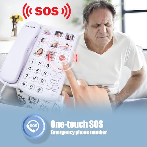Excelltel EX-LD-858HF Big Button Phone for Seniors, Corded Landline, One-Touch Dialing