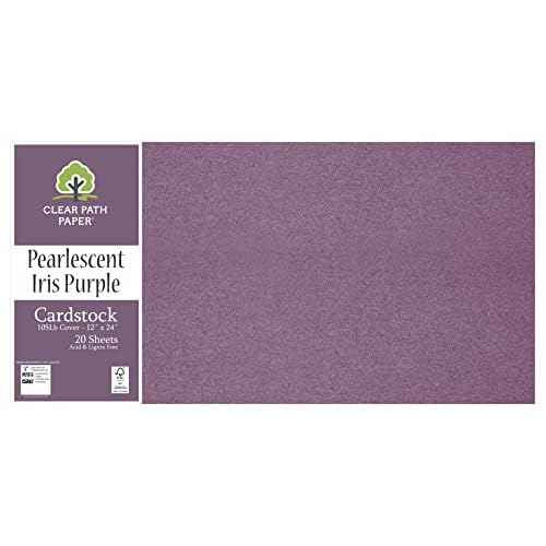 Clear Path Paper - Pearlescent Iris Purple Cardstock - 12 x 24 inch - 105Lb Cover - 20 Sheets