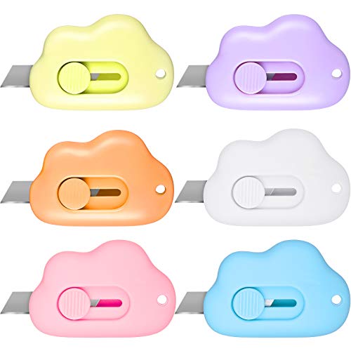 Mini Cloud Box Cutter - Retractable Utility Knife, Pack of 6, Portable & Durable