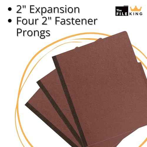 The File King One Divider Brick Red Pressboard Classification File Folder - Letter Size | Box of 10 | Top Tab | 2¡± Expansion | Four 2-Inch Durable Fastener Prongs | USA Made