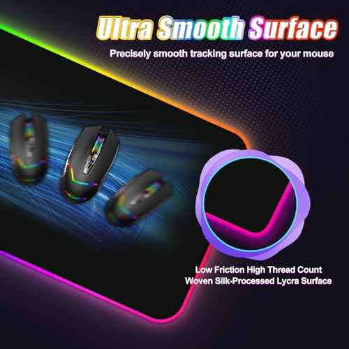 ToLuLu Wireless Charging RGB Gaming Mouse Pad, 15W LED Mouse Mat with 30W Charger, 14 Light Modes Large Mousepad Wrist Support, Non-Slip Rubber Base Desk Mat Computer PC Keyboard Pad XXL, Cool Black