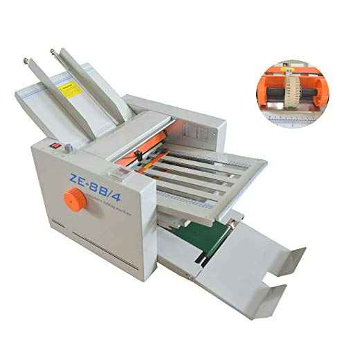 INTSUPERMAI 110V Automatic Paper Folding Machine, 4 Folding Plates, Multiple Folding Forms, Max Speed 262ft/min, Z Fold Paper Folding Machine for Manuals Document Business Letters