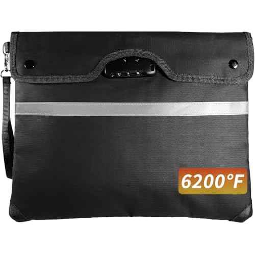 HOMELYLIFE Fireproof Money Bag,A4(15*11.8'') 6200¡ÆF Fireproof,Waterproof,Extra Thick Fireproof Cotton Lined for Home/Office Use,Secure Storage for Valuables,ash,Contracts,Jewelry & Important Documents