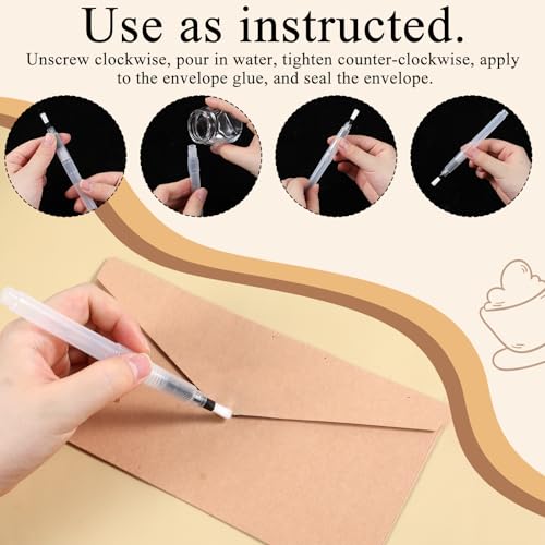 4 Pcs Envelope Moistener Pen Set with Nylon Brush for Office & Mailing