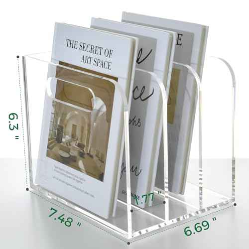 Clear Acrylic Organizers - 3 Vertical Compartments Acrylic Folder Organizer & File Organizer, Desk Document Storage Bins for Magazines, Binders - Multipurpose Home Office Desk Organizer