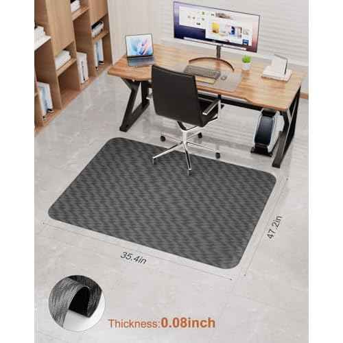 Blvornl Large Office Chair Mat for Hardwood Floor, Rolling Chair Mat for Hard Wood, Large Anti-Slip Hard Floor Protector, Heavy Duty Computer Desk Rug for Office and Home 35.4"*47.2" Dark Grey