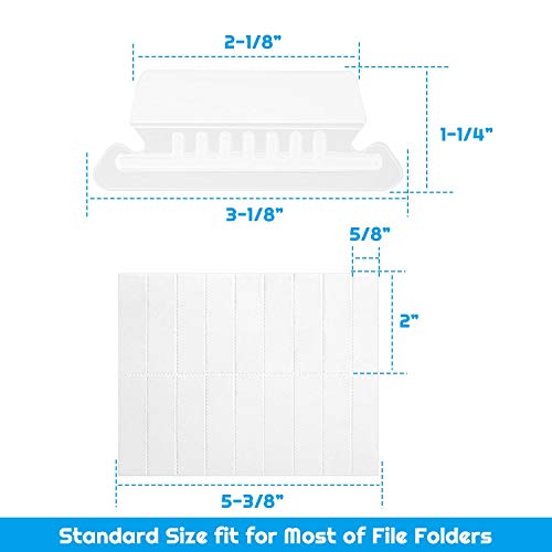 Selizo Transparent File Folder Tabs - 100 Sets 2" Hanging Labels with Inserts