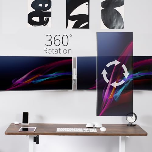 VIVO Premium Dual Ultra Wide LCD LED 27 to 38 inch Monitor Wall Mount, Heavy Duty, Telescoping Arms, Flush Wall Setup, Fits 2 Screens, White, MOUNT-TS38W