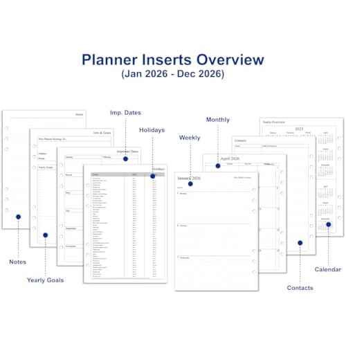 2026 Leather Planner - A5 Genuine Leather 6-Ring Binder Planner with Weekly & Monthly Pages for Men and Women, Inner Pockets and Pen Holder, Refillable