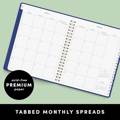PAPERAGE Large Academic Planner 2026-2027 - Student Organizer with Tabs & Pocket, 9.5x11 inches, Black - Lrg