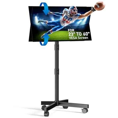 Mobile TV Stand for 23-60 Inch LCD LED OLED Flat Panel Curved Screen TVs up to 88 lbs, Tilt and Height Adjustable, Locking Rolling Wheels TV Cart, Max VESA 400x400mm, Black