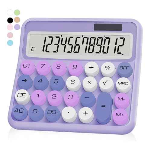 Purple Calculator, UPIHO 12 Digit with Large LCD Display and Big Buttons,Purple Office Accessories for Women Desk,Cute Calculator for Office,School, Home,Business
