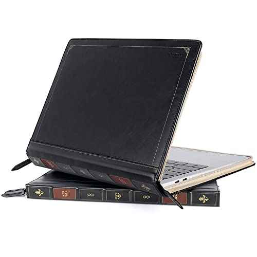 MOSISO Compatible with MacBook Pro 16 inch Case 2025-2021 M4 A3403 A3186 M3 A2991 M2 A2780 M1 A2485/2019 2020 A2141,PU Leather Laptop Sleeve Vintage Retro Zippered Portfolio Protective Cover,Black