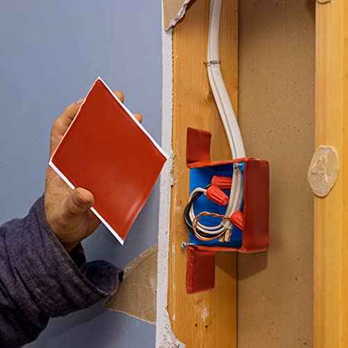Amylove 10 Pcs Fire Putty Electrical Putty Pads Soundproofing Pads Fire Barrier Moldable Firestop Adhesive for Wall Openings Electrical Box, Red (7" x 7")